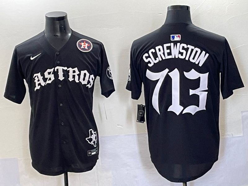 Men 2025 Houston Astros 713 Screwston Black Seven generations Joint Name Nike MLB Jersey style 10->houston astros->MLB Jersey